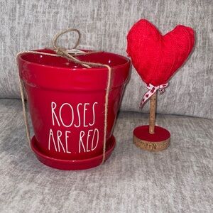 Rae dunn roses are red vase